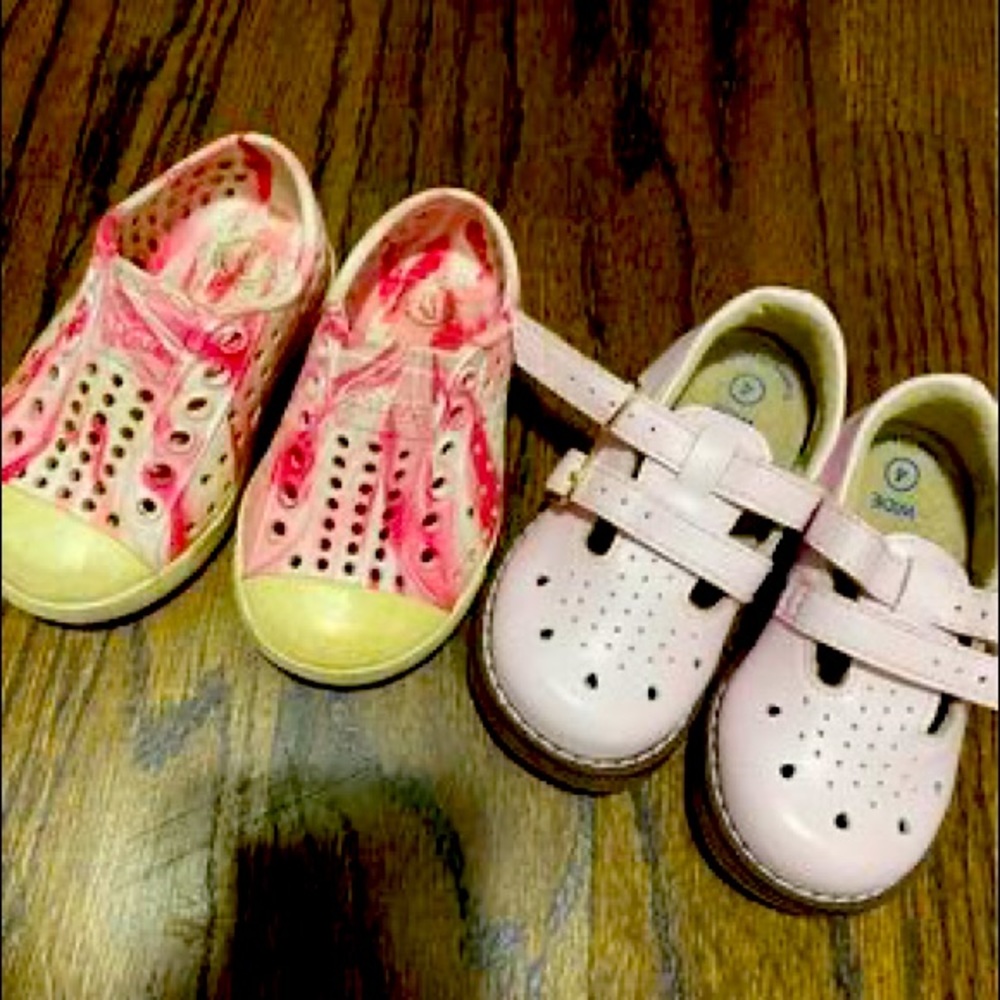 2 pairs of size 4 shoes (natives and dress shoe)